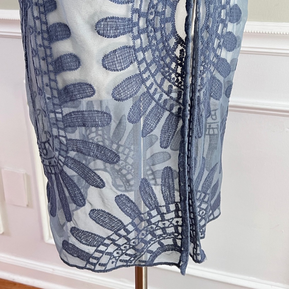 Rebellion Lace Sheer Kimono Cardigan OS Women Hippie Mesh Blue Layering Ethereal - Picture 11 of 12